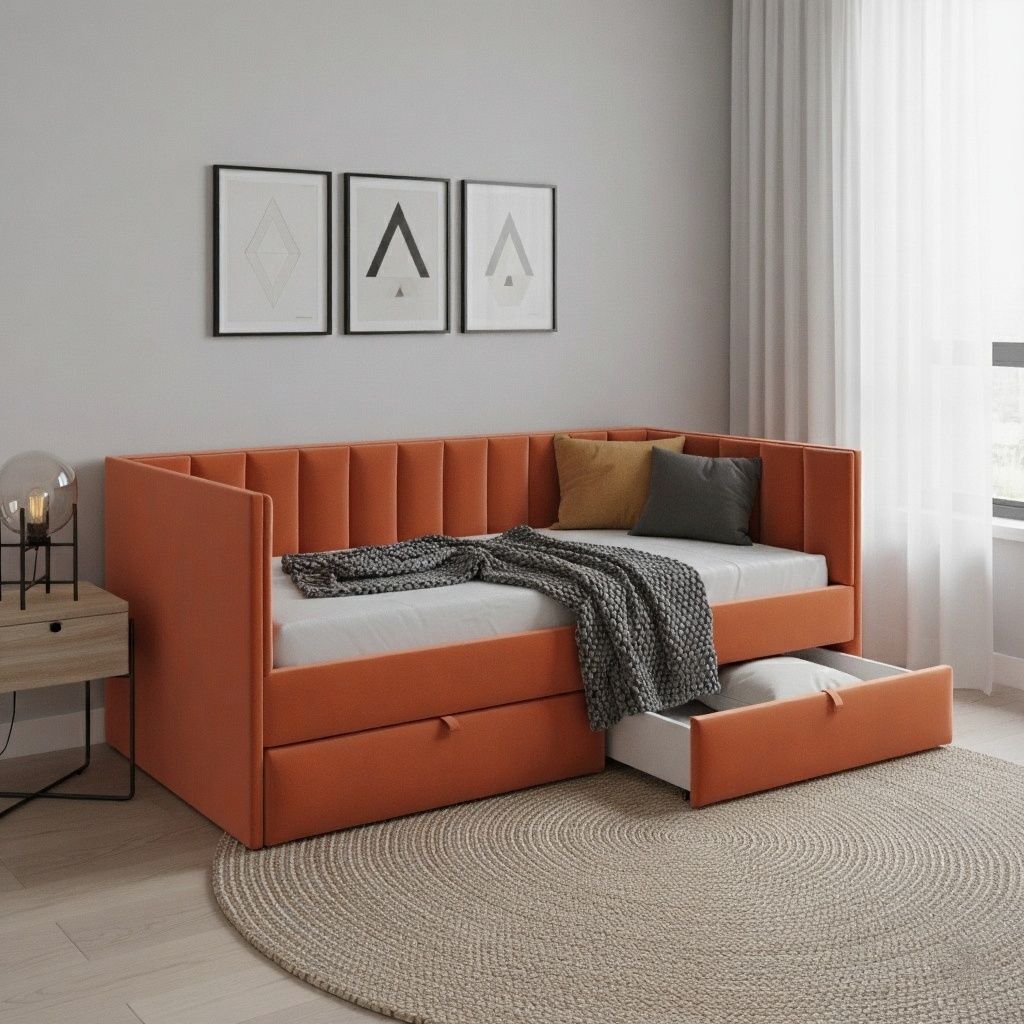 Диван Кэмбридж (90х200) ,оранжевый  